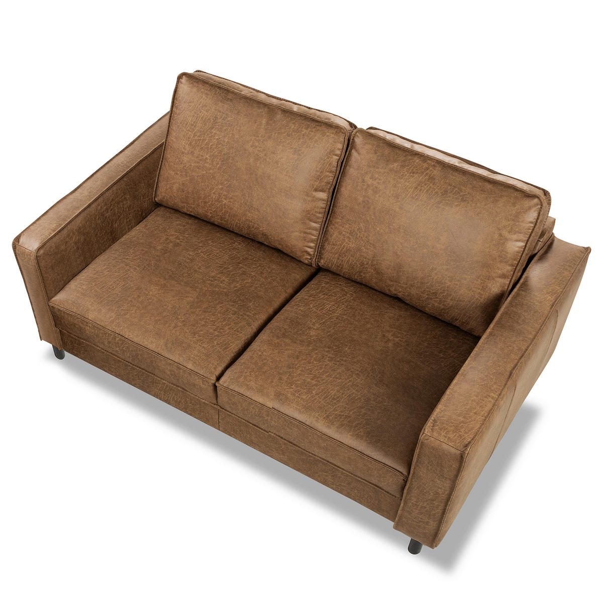 2-SITZER-SOFA Braun Echtleder Lederlook  - Braun, Design, Leder/Textil (148/85/92cm) - Livetastic