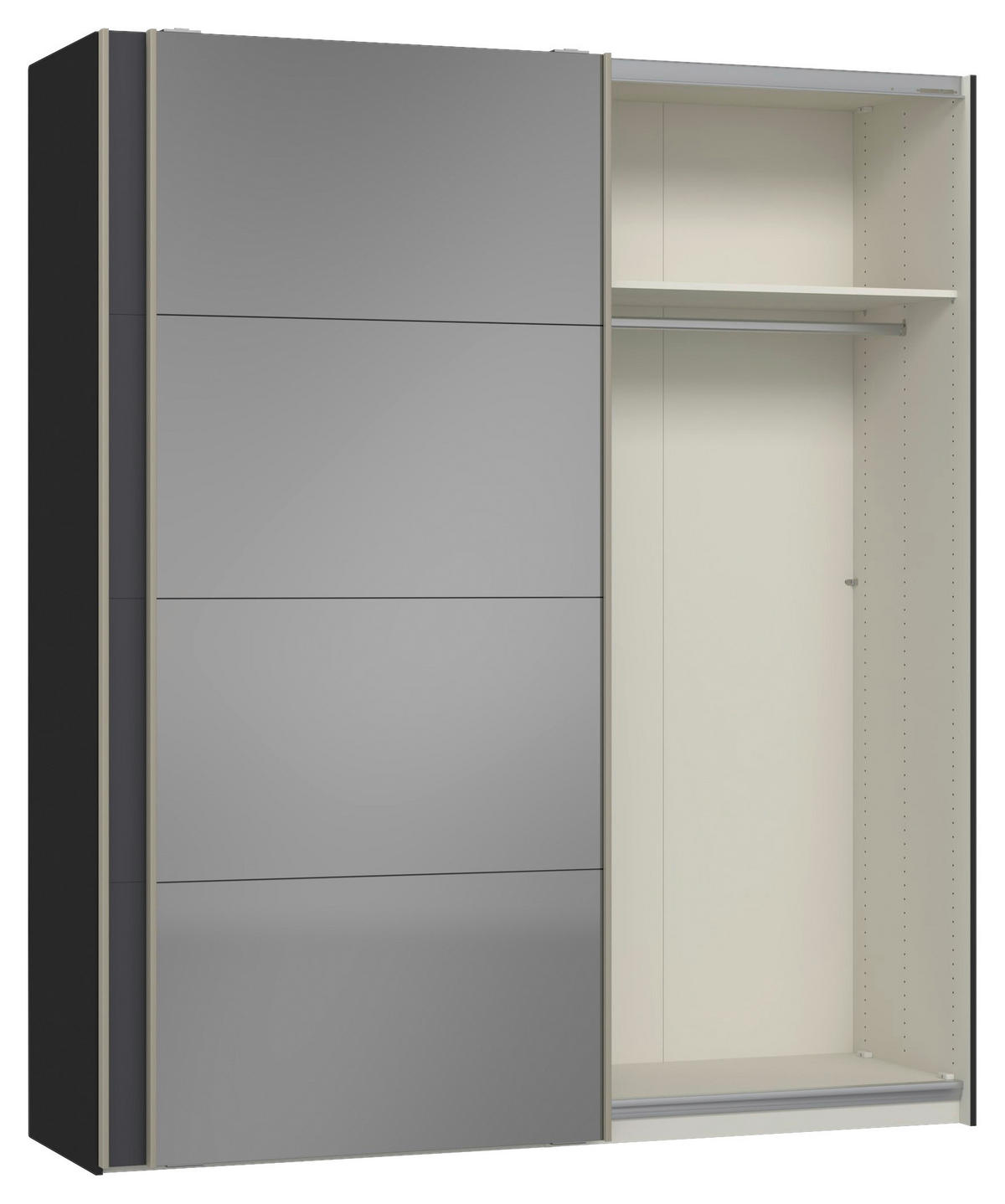 SCHWEBETÜRENSCHRANK 203/236/65 cm 2-türig Anthrazit, Schwarz  - Edelstahlfarben/Anthrazit, Design, Glas/Holzwerkstoff (203/236/65cm) - Jutzler
