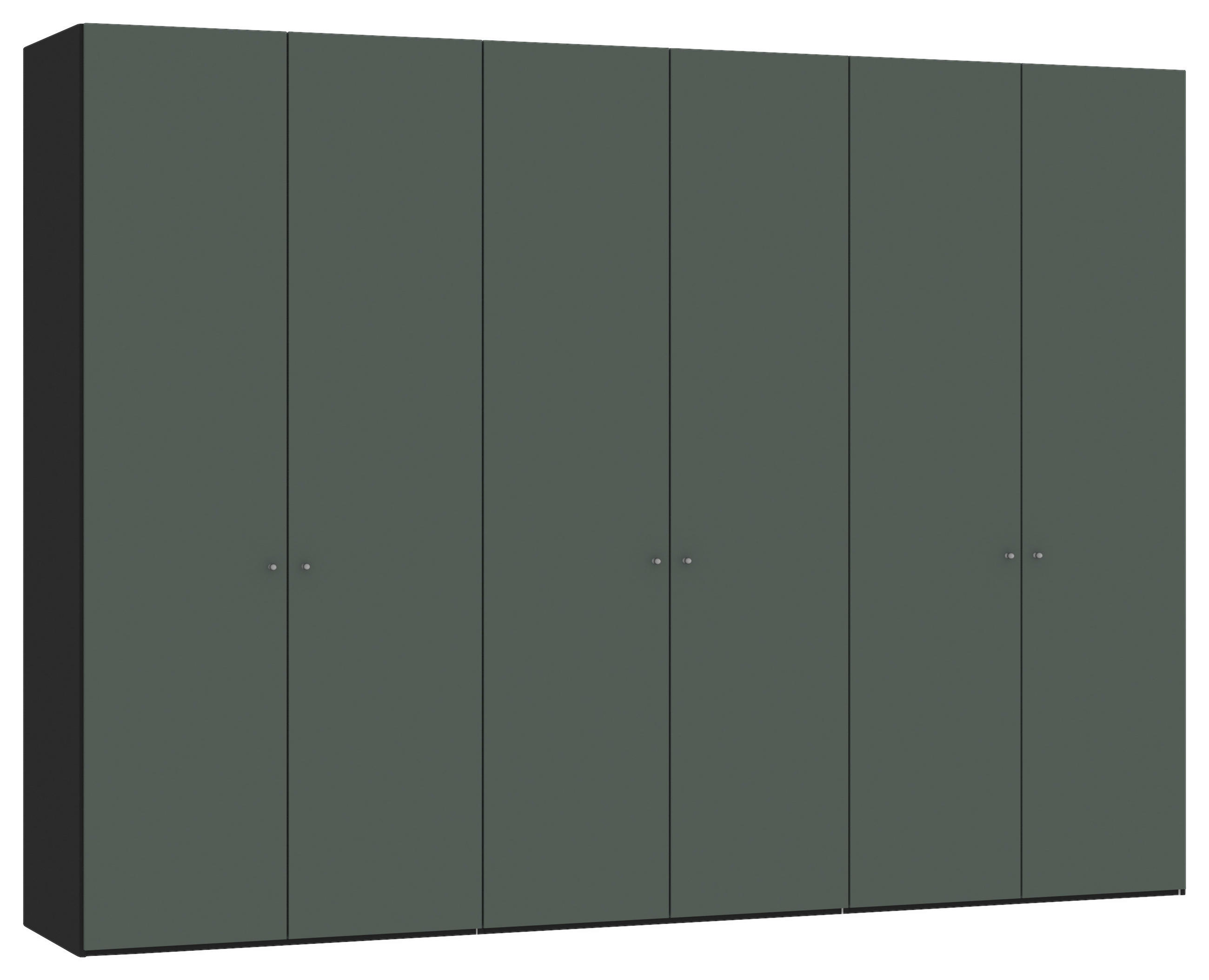 DREHTÜRENSCHRANK in Grau, Grün, Schwarz  - Silberfarben/Schwarz, Design, Glas/Holzwerkstoff (303/220/59cm) - Jutzler