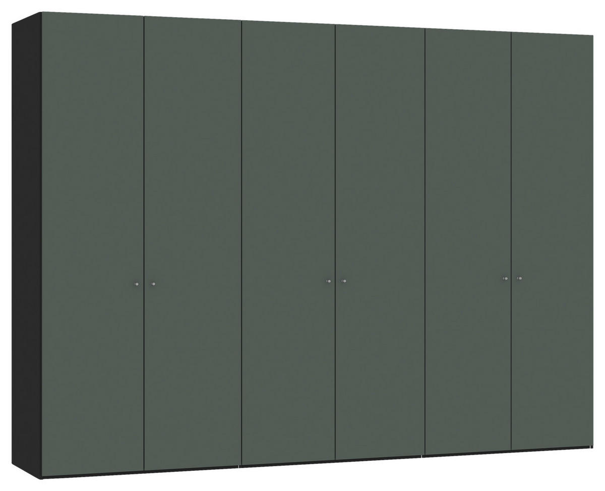 DREHTÜRENSCHRANK in Grau, Grün, Schwarz  - Silberfarben/Schwarz, Design, Glas/Holzwerkstoff (303/220/59cm) - Jutzler