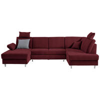 WOHNLANDSCHAFT in Webstoff Rot  - Silberfarben/Rot, Konventionell, Holz/Textil (167/322/186cm) - Cantus