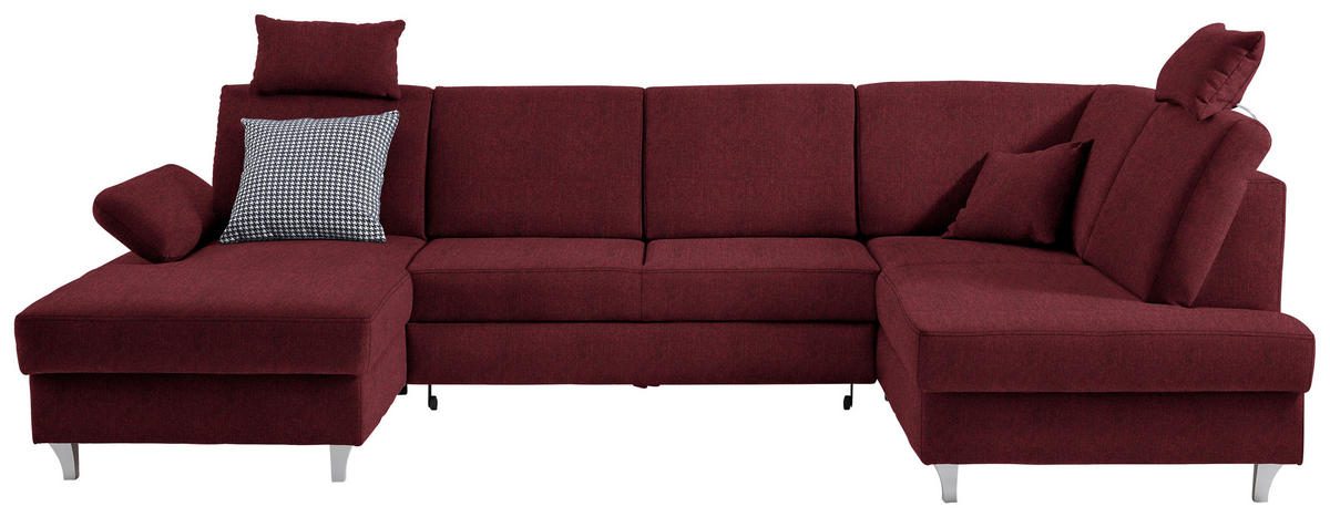 WOHNLANDSCHAFT in Webstoff Rot  - Silberfarben/Rot, Konventionell, Holz/Textil (167/322/186cm) - Cantus