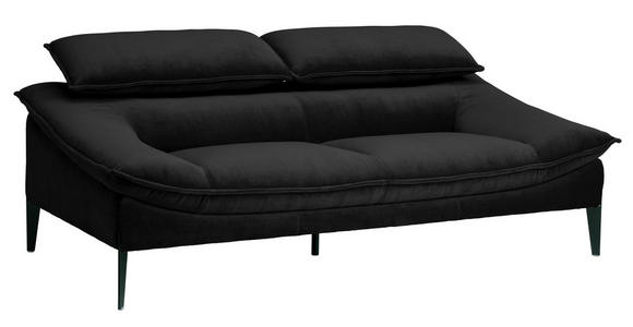 2,5-SITZER Schwarz Echtleder  - Schwarz, Design, Leder (202/78/108cm) - Belluti