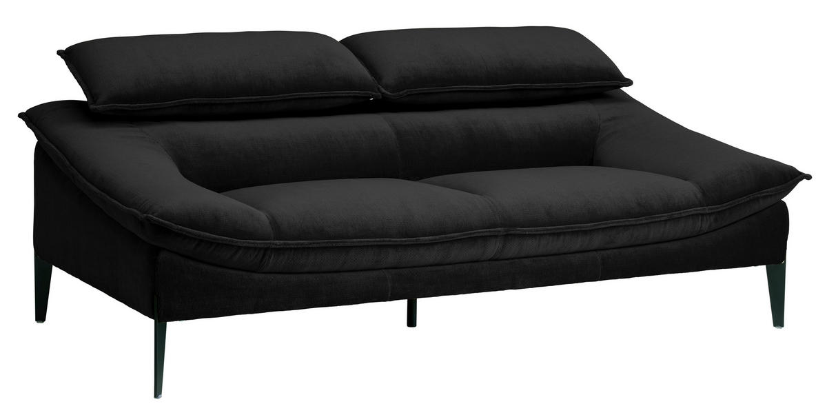 2,5-SITZER Schwarz Echtleder  - Schwarz, Design, Leder (202/78/108cm) - Belluti