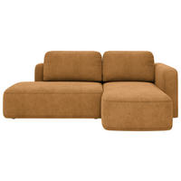ECKSOFA Goldfarben Chenille Rückenkissen, Bettkasten, Schlaffunktion, Rücken echt, Liegefläche im Originalstoff  - Goldfarben/Schwarz, KONVENTIONELL, Kunststoff/Textil (244/160cm) - Milino