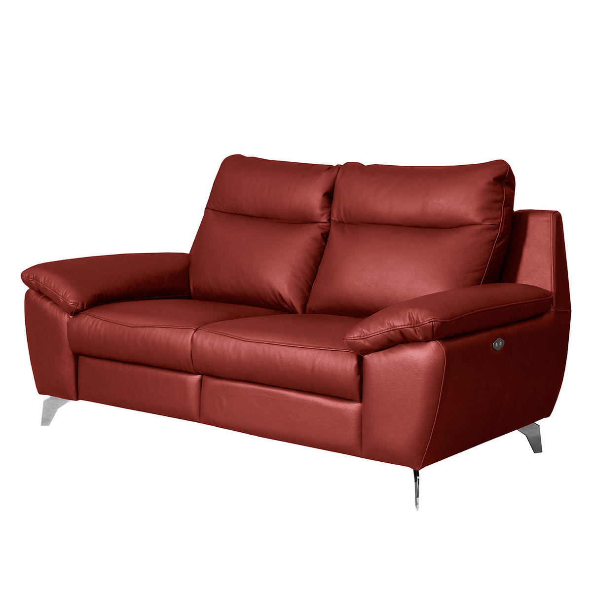2-SITZER-SOFA 178/95/96 cm PERLE in Echtleder Dunkelrot   - Chromfarben/Dunkelrot, Design, Leder/Metall (178/95/96cm) - Livetastic