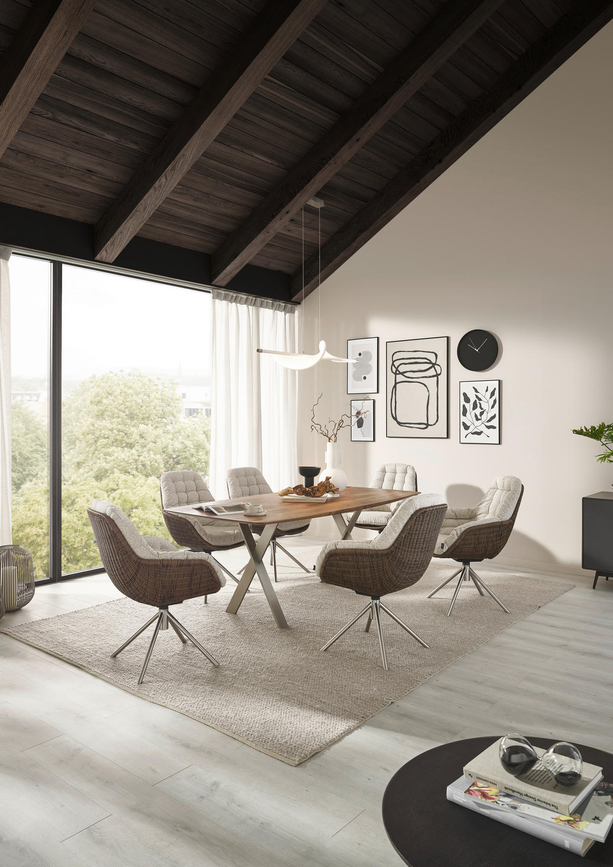 ARMLEHNSTUHL  Sitzfläche 360° drehbar Webstoff  - Edelstahlfarben/Beige, Design, Kunststoff/Textil (63/89/69cm) - Johann Jakob