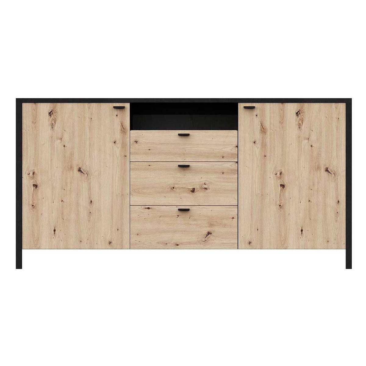 SIDEBOARD  in 164/92/41 cm  - Schwarz/Eiche Artisan, KONVENTIONELL, Holzwerkstoff/Kunststoff (164/92/41cm) - MID.YOU