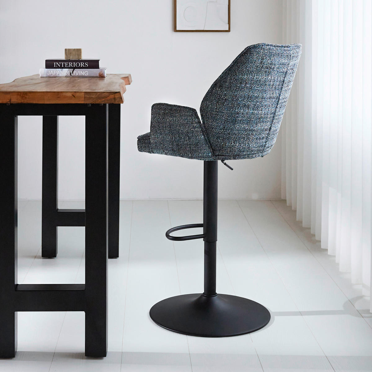 BARHOCKER-SET in Blau  - Blau/Schwarz, Design, Textil/Metall (54/100/58cm) - MID.YOU
