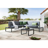 LOUNGEGARNITUR 219/220 cm Aluminium  - Dunkelgrau/Anthrazit, LIFESTYLE, Glas/Textil (219/220cm) - Ambia Garden