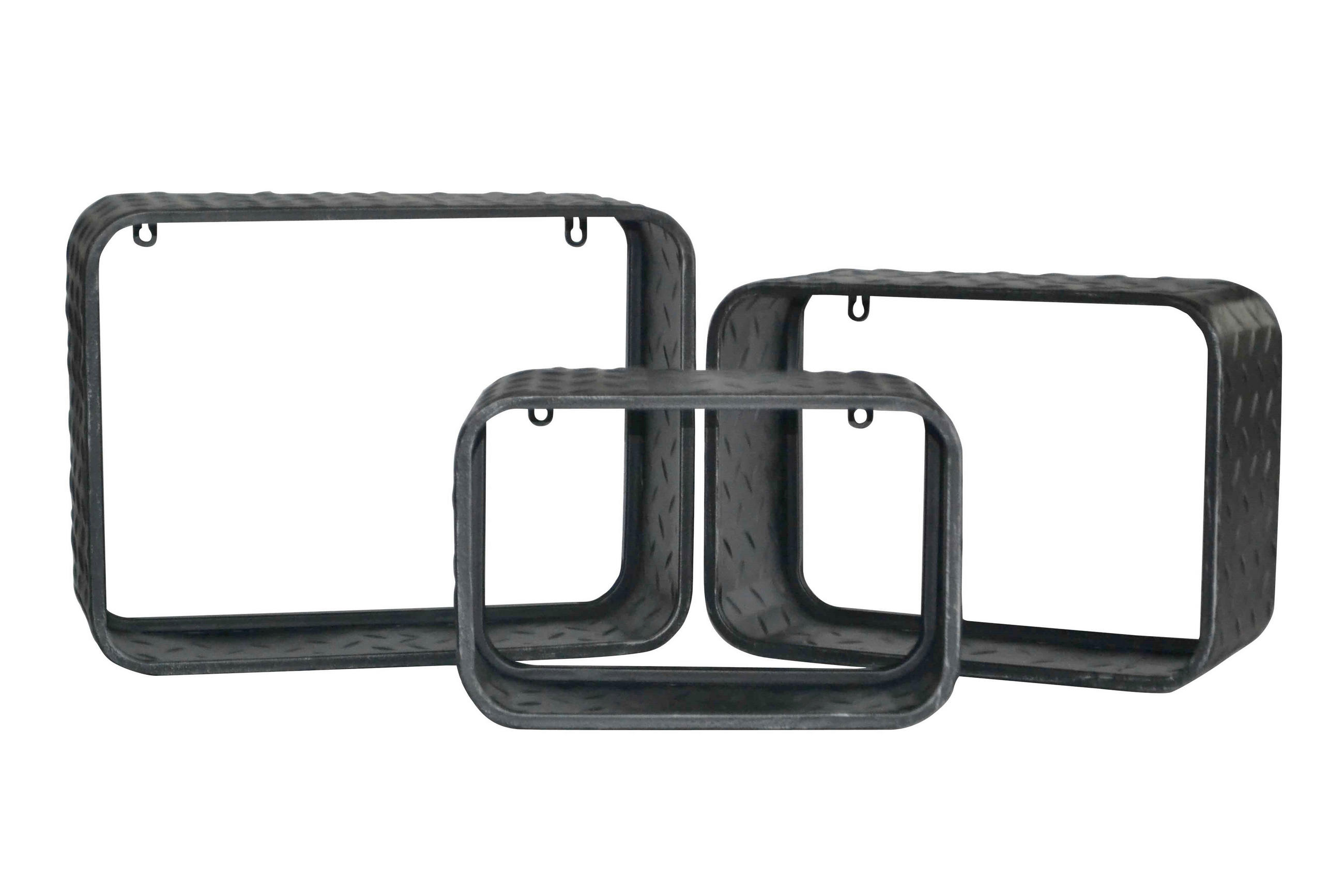 POLICA ZIDNA siva  metal  - siva, Design, metal (30/20/15,35/25/31/15cm) - Carryhome
