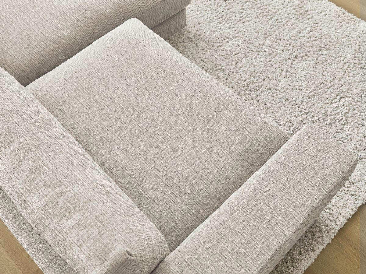 ECKSOFA Ottomane rechts  LEONARD  Beige Struktur  - Beige/Schwarz, MODERN, Kunststoff/Textil (274/159cm)