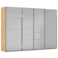 SCHWEBETÜRENSCHRANK  in Eiche Artisan, Seidengrau  - Chromfarben/Seidengrau, Design, Glas/Holzwerkstoff (316/223/68cm) - Novel
