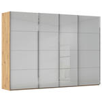 SCHWEBETÜRENSCHRANK  in Eiche Artisan, Seidengrau  - Chromfarben/Seidengrau, Design, Glas/Holzwerkstoff (316/223/68cm) - Novel