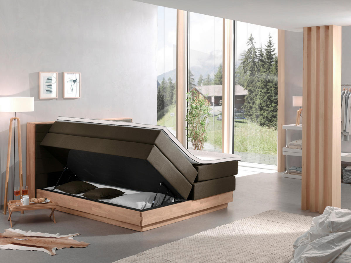BOXSPRINGBETT 200/200 cm  in Braun, Eichefarben  - Eichefarben/Schwarz, MODERN, Holz/Kunststoff (200/200cm) - MID.YOU