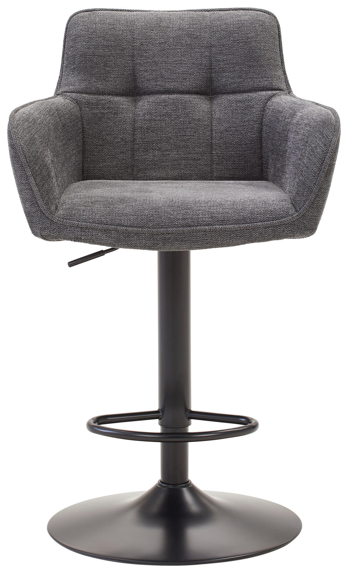 BARHOCKER Webstoff Grau, Schwarz Eisen Sitzfläche 360° drehbar, inklusive Armlehnen  - Schwarz/Grau, MODERN, Textil/Metall (54,5/111,5/51,5cm) - Livetastic