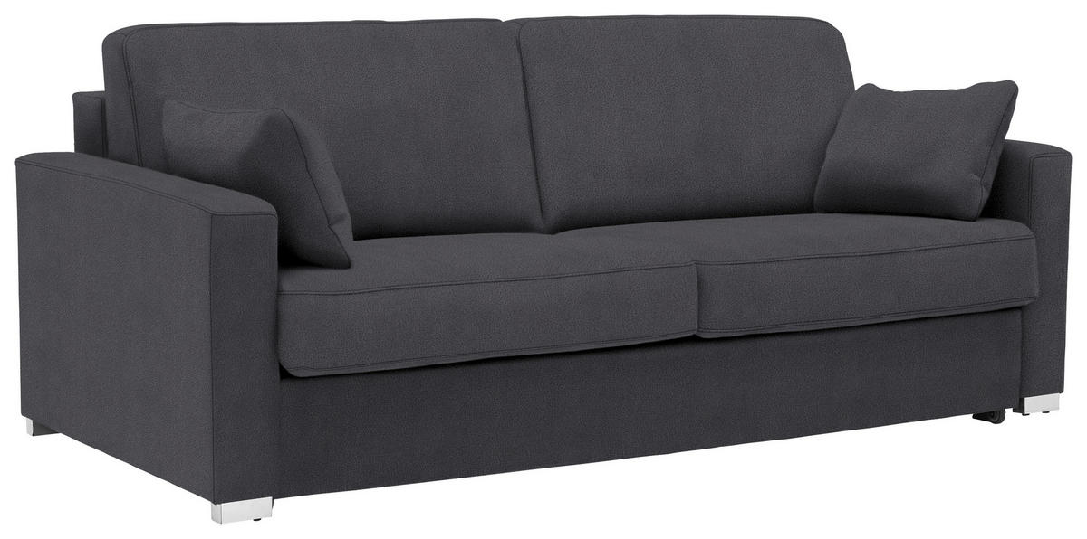 SCHLAFSOFA in Textil Dunkelgrau  - Chromfarben/Dunkelgrau, Konventionell, Textil/Metall (208/86/97cm) - Novel