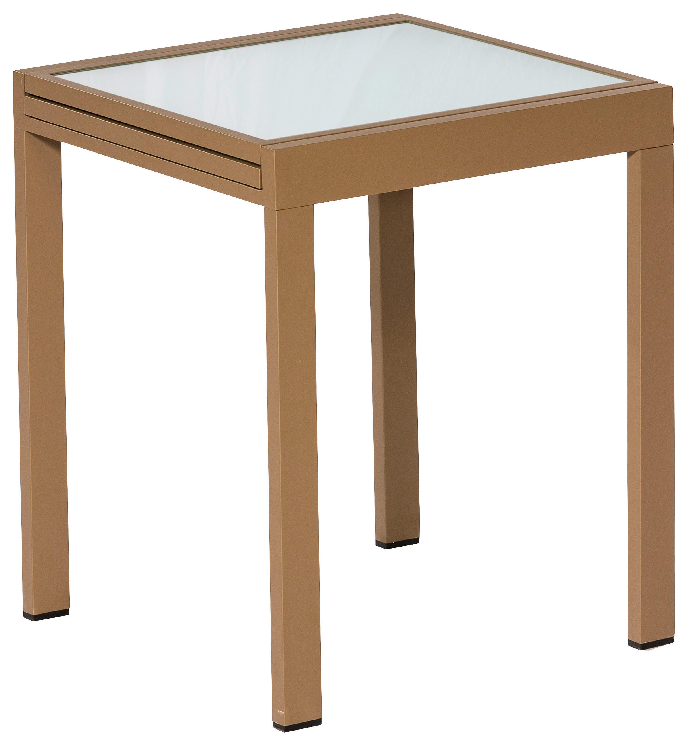 GARTENTISCH Metall, Glas Beige rechteckig  - Beige, KONVENTIONELL, Glas/Metall (65/65/75cm) - Gardenson