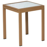 GARTENTISCH 65/65/75 cm Metall, Glas rechteckig  - Beige, KONVENTIONELL, Glas/Metall (65/65/75cm) - Gardenson