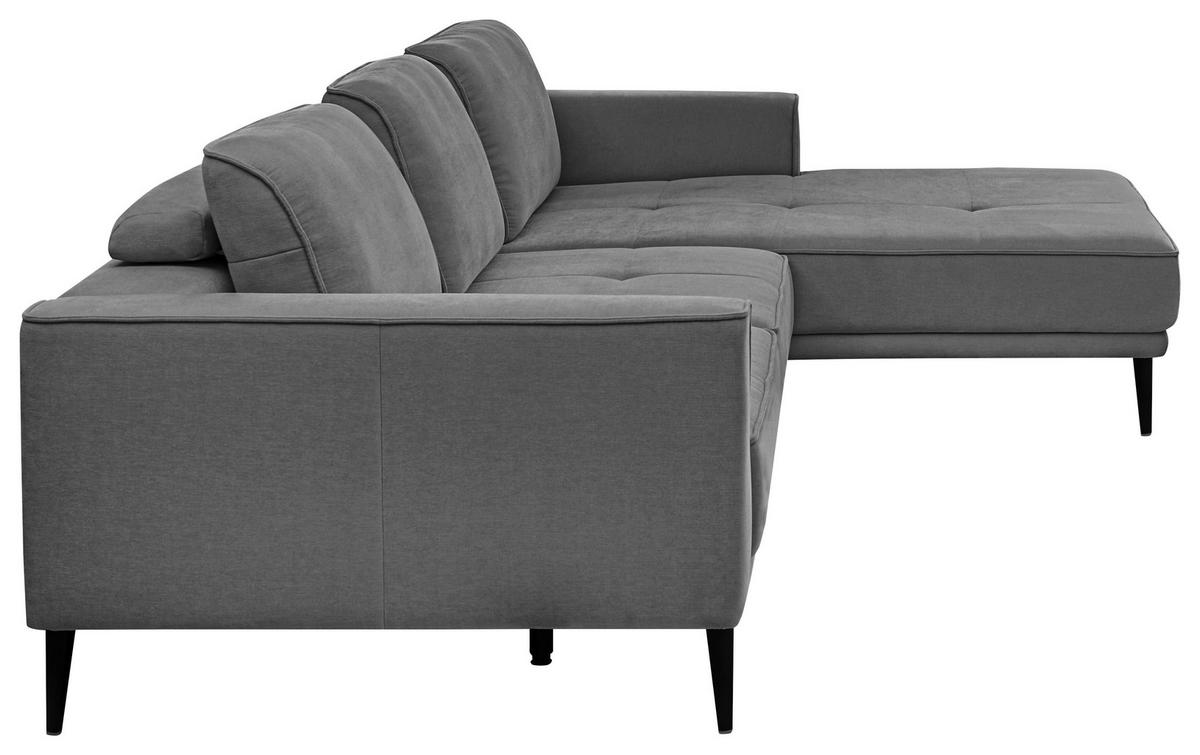 ECKSOFA Anthrazit Flachgewebe  - Anthrazit/Schwarz, KONVENTIONELL, Textil/Metall (279/193cm) - SetOne by Musterring