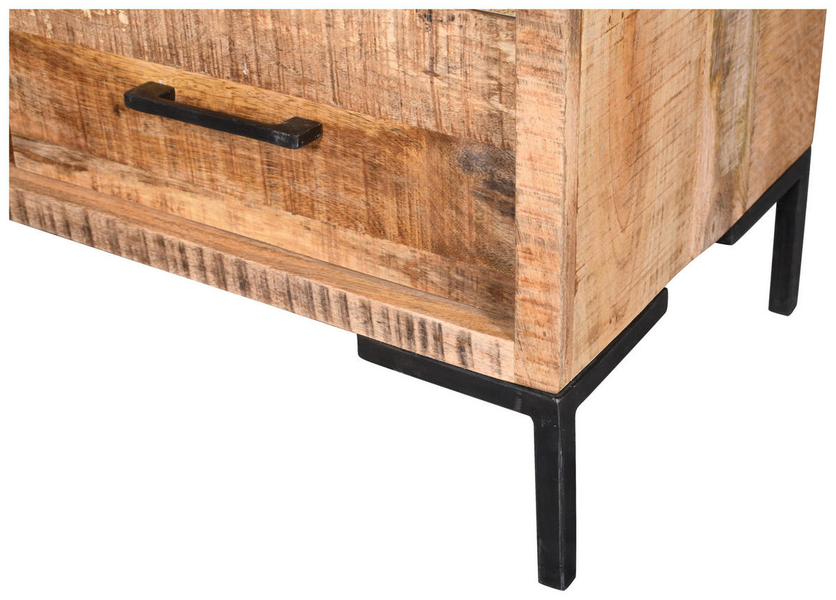 VYSOKÁ KOMODA, mangové dřevo, přírodní barvy, 135/132/40 cm - černá/přírodní barvy, Natur, kov/dřevo (135/132/40cm) - MID.YOU