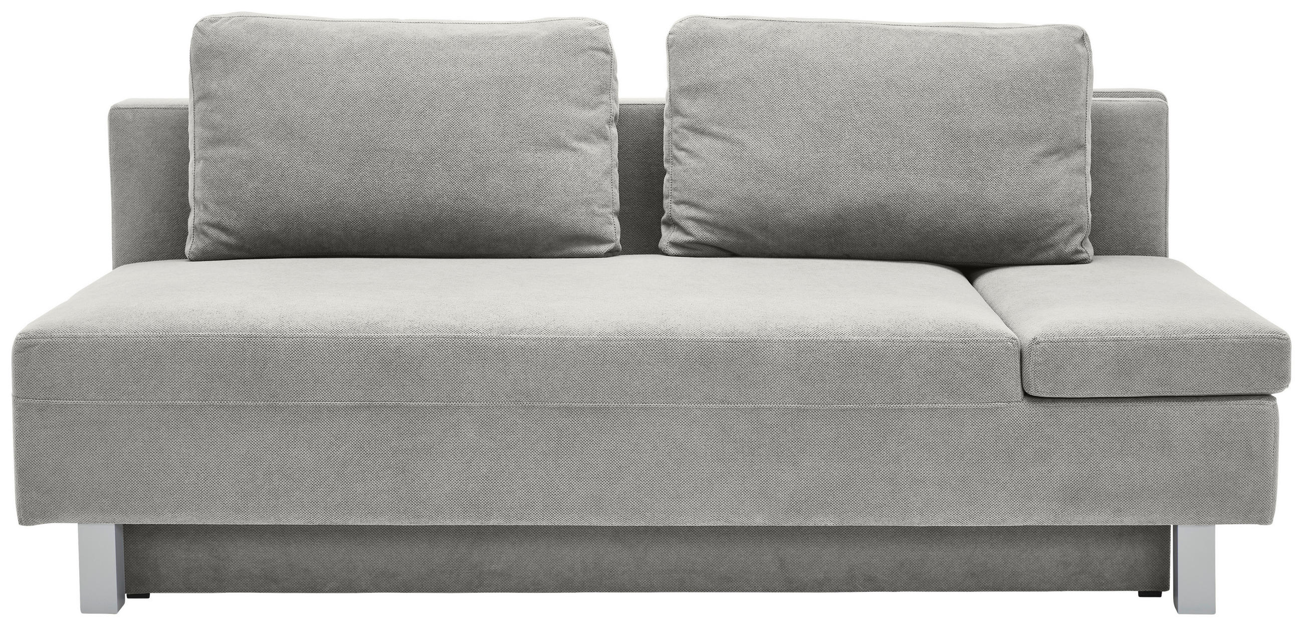 SCHLAFSOFA  mit Stoffauswahl, Schlafen auf Sitzhöhe, Armteil rechts Flachgewebe Hellgrau  - Chromfarben/Hellgrau, Design, Holz/Textil (205/77-93/99cm) - Novel