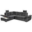 ECKSOFA in Mikrovelours Grau  - Schwarz/Grau, KONVENTIONELL, Kunststoff/Textil (217/265cm) - Carryhome