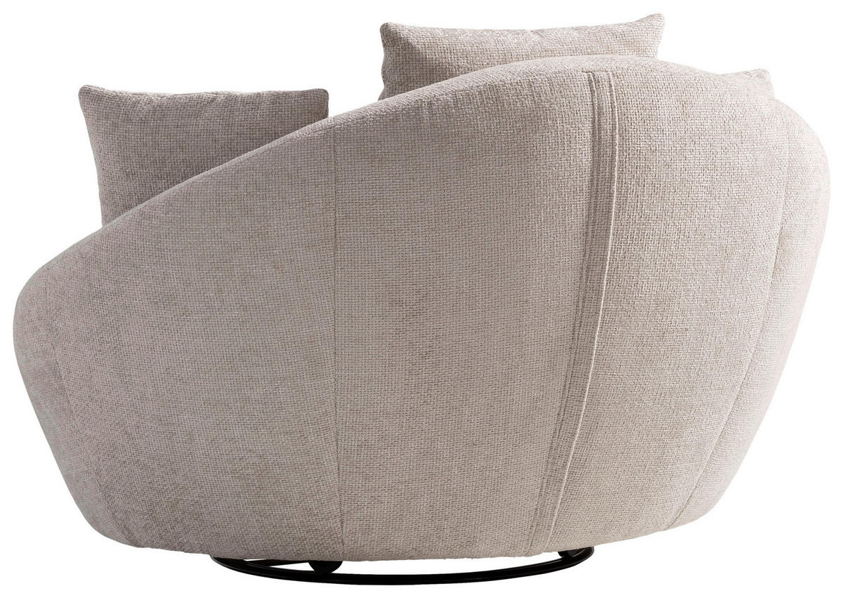 SESSEL MAUI Chenille, Webstoff Silberfarben    - Silberfarben/Schwarz, MODERN, Kunststoff/Textil (130/80/112cm) - Trendmanufaktur