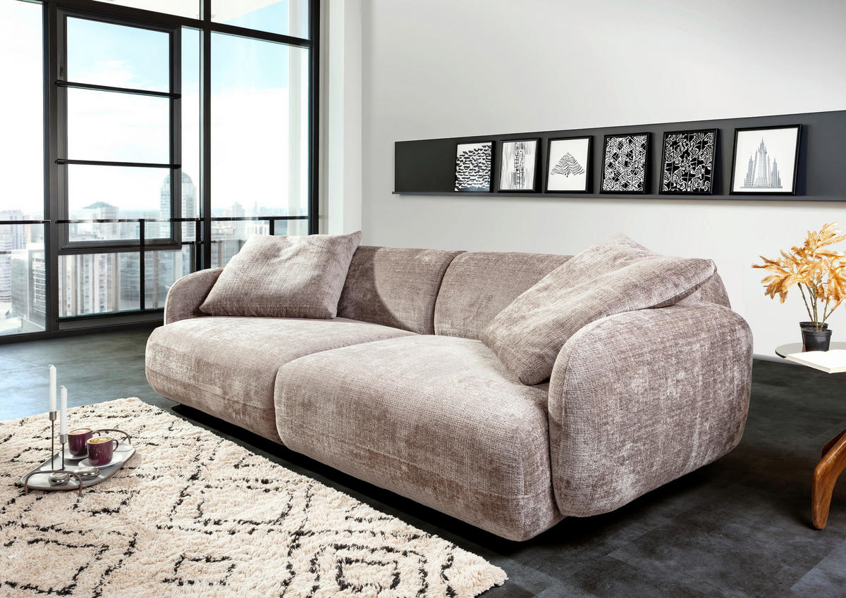 BIGSOFA Chenille Dunkelgrau  - Dunkelgrau/Schwarz, MODERN, Kunststoff/Textil (270/112/125cm) - Carryhome