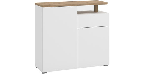 KOMMODE in 102,5/94/40 cm - Weiß/Eiche Artisan, Basics, Holzwerkstoff/Kunststoff (102,5/94/40cm) - Carryhome