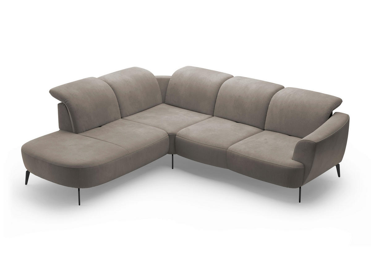 ECKSOFA ZOE E Schlammfarben Flachgewebe  - Schlammfarben/Schwarz, KONVENTIONELL, Textil/Metall (267/300cm) - Sit & More