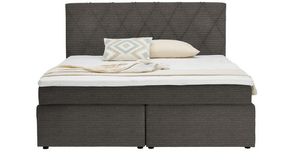 BOXSPRINGBETT 180/200 cm in Taupe - Taupe/Schwarz, Design, Kunststoff/Textil (180/200cm) - Xora