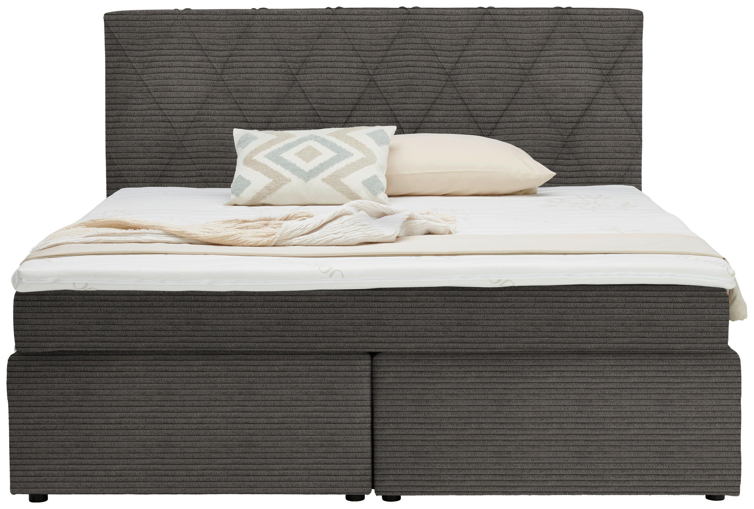 BOXSPRINGBETT 180/200 cm  in Taupe  - Taupe/Schwarz, Design, Kunststoff/Textil (180/200cm) - Xora