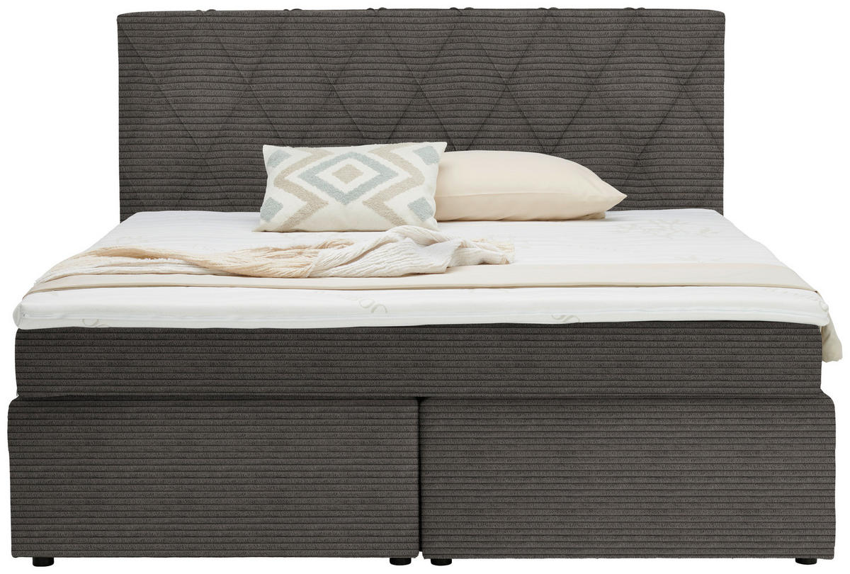 BOXSPRINGBETT 160/200 cm  in Taupe  - Taupe/Schwarz, Design, Holzwerkstoff/Kunststoff (160/200cm) - Xora
