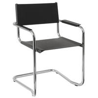 SCHWINGSTUHL  in Stahl Lederlook  - Chromfarben/Schwarz, Basics, Textil/Metall (52/81/52cm) - Livetastic