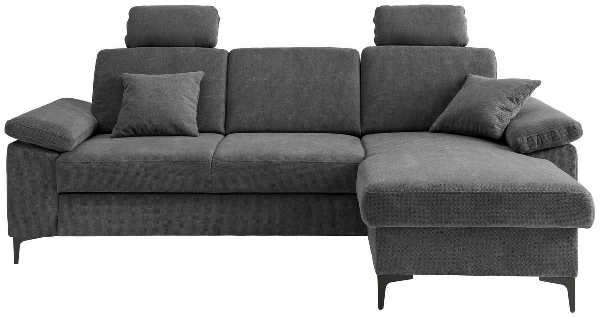 ECKSOFA Chenille Anthrazit  - Anthrazit/Schwarz, Konventionell, Textil/Metall (245/151cm) - Livetastic