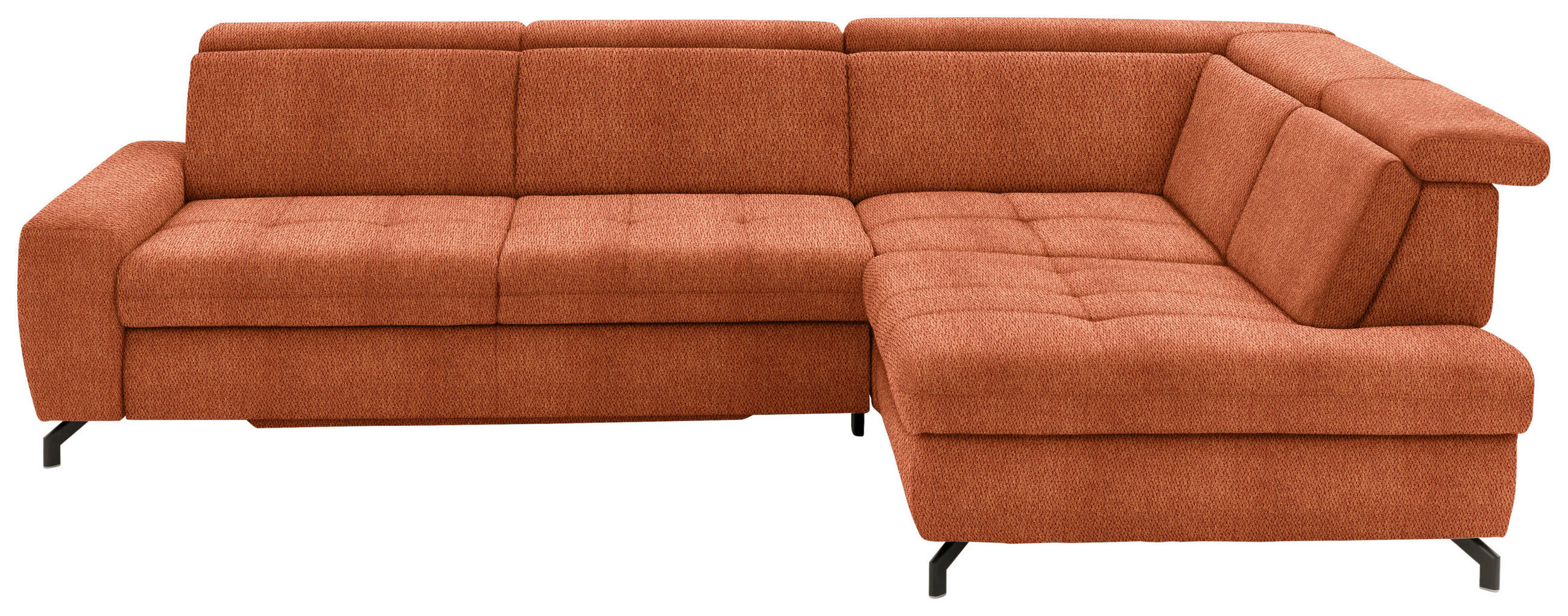 ECKSOFA Terracotta Chenille  - Terracotta/Schwarz, Design, Textil/Metall (310/220cm) - Beldomo Style