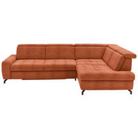 ECKSOFA in Chenille Terracotta  - Terracotta/Schwarz, Design, Textil/Metall (310/220cm) - Beldomo Style