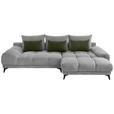 ECKSOFA in Flachgewebe Grau  - Dunkelgrün/Schwarz, KONVENTIONELL, Textil/Metall (291/175cm) - Carryhome