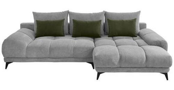 ECKSOFA in Flachgewebe Grau  - Dunkelgrün/Schwarz, KONVENTIONELL, Textil/Metall (291/175cm) - Carryhome