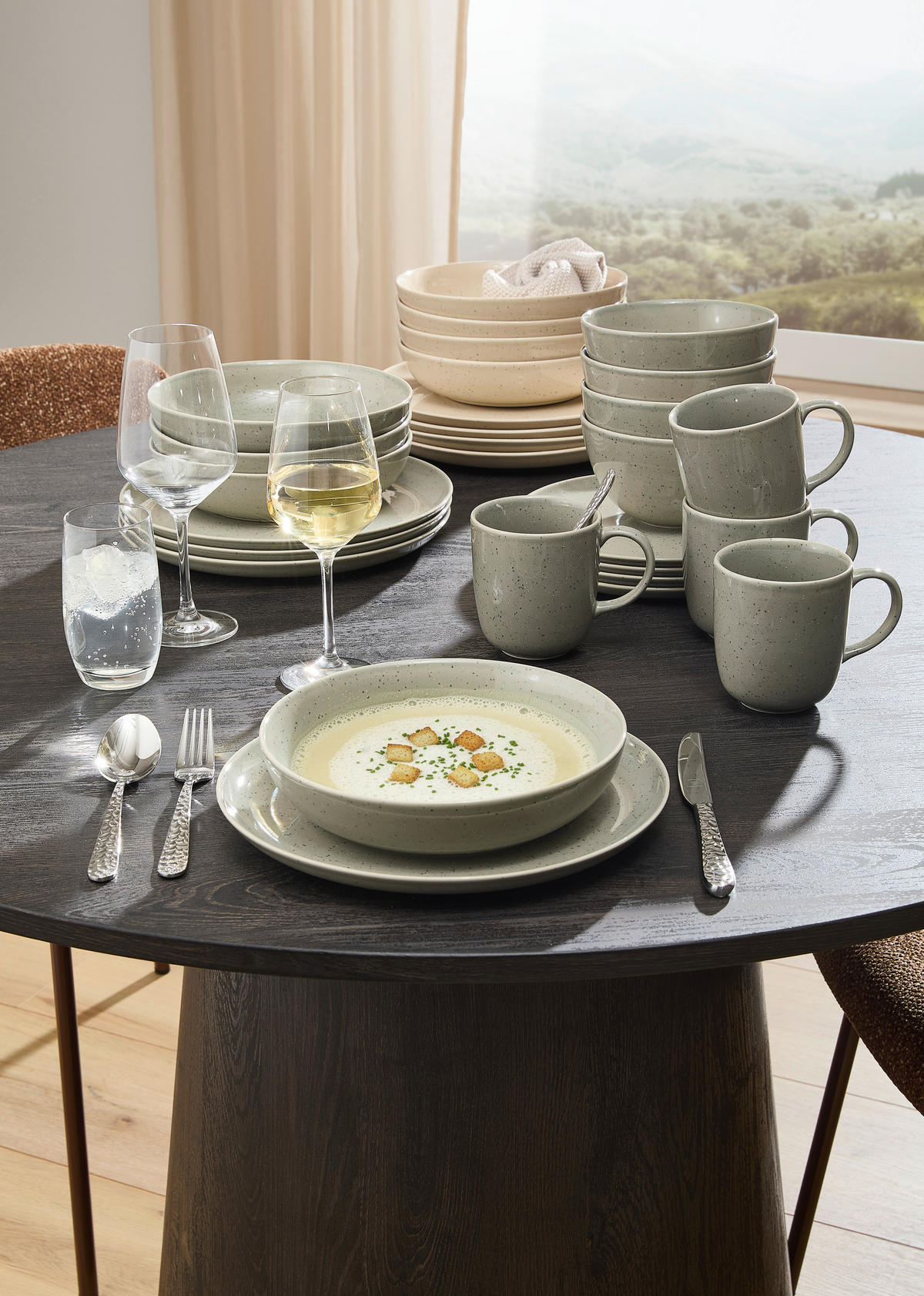 KOMBISERVICE Grau Stilo 20-teilig 4 Personen  - Grau, Trend, Keramik (29,5/32,5/29cm) - ASA