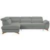 ECKSOFA in Flachgewebe Hellgrau  - Eichefarben/Hellgrau, Modern, Holz/Textil (212/287cm) - Valnatura