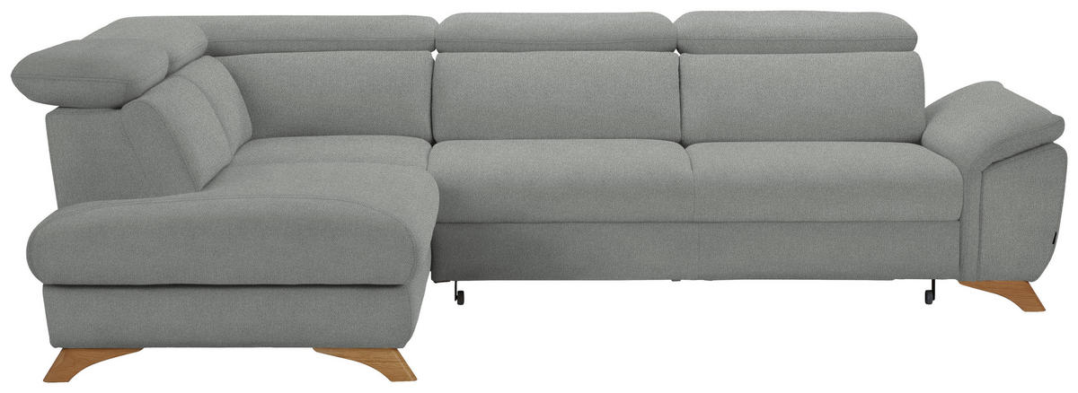 ECKSOFA in Flachgewebe Hellgrau  - Eichefarben/Hellgrau, Modern, Holz/Textil (212/287cm) - Valnatura