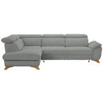 ECKSOFA in Flachgewebe Hellgrau  - Eichefarben/Hellgrau, MODERN, Holz/Textil (212/287cm) - Valnatura