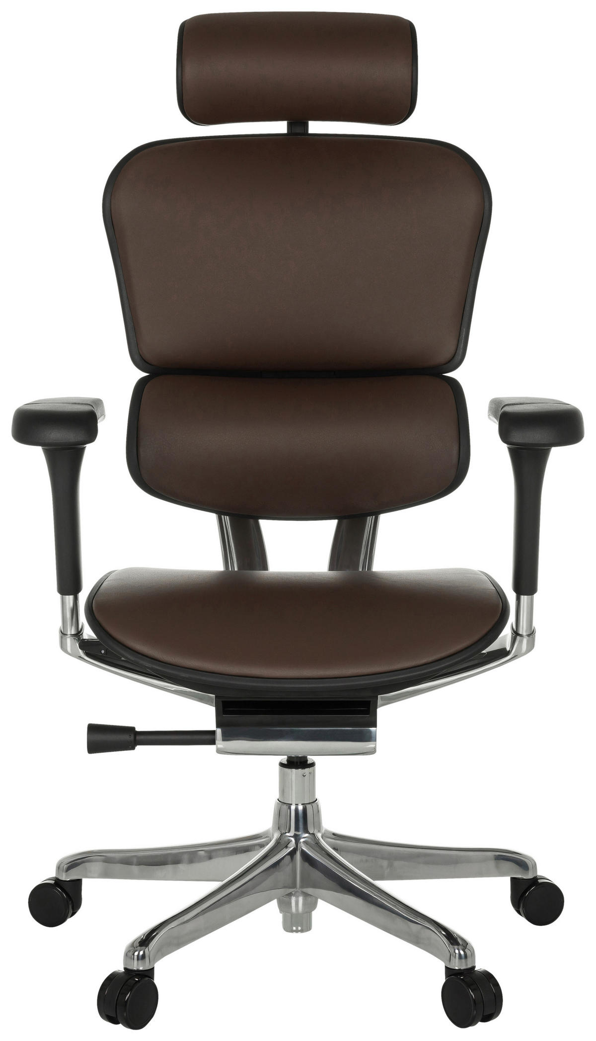 DREHSTUHL Dunkelbraun  - Dunkelbraun/Silberfarben, MODERN, Leder/Kunststoff (78/117 - 136/64cm) - MID.YOU