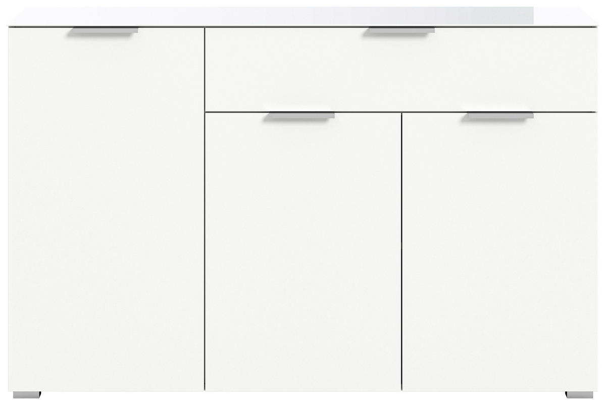 KOMODA, bela  - srebrne barve/črna, Design, kovina/umetna masa (135/86/40cm) - Livetastic