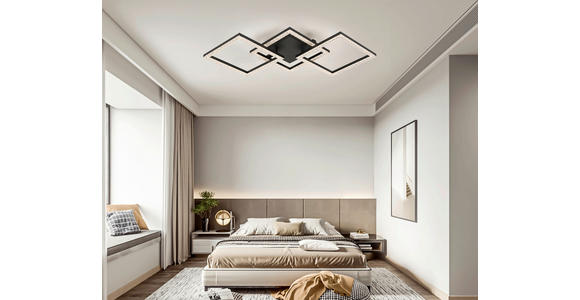 LED-DECKENLEUCHTE 76,4/35,7/8 cm   - Schwarz, Design, Kunststoff/Metall (76,4/35,7/8cm) - Novel