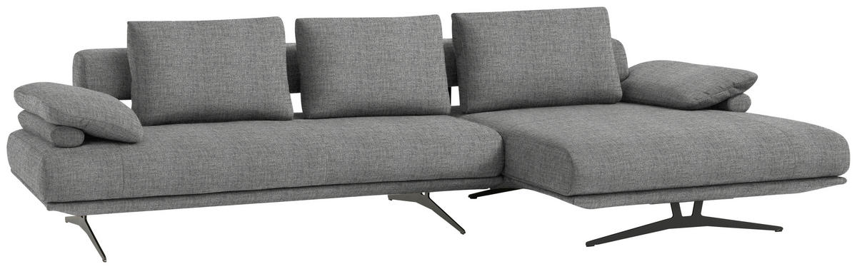 ECKSOFA in Chenille Grau  334/168 cm  - Schwarz/Grau, Design, Textil/Metall (334/168cm) - Dieter Knoll