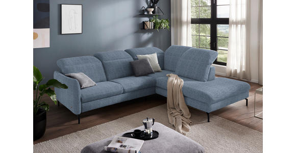 ECKSOFA in Flachgewebe Blau 299-313/233 cm - Blau/Schwarz, Design, Textil/Metall (299-313/233cm) - Dieter Knoll