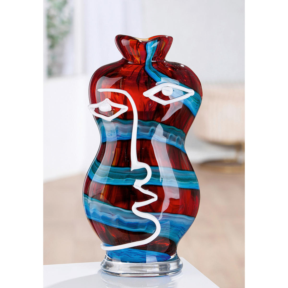 DEKOVASE  - Blau/Rot, Basics, Glas (17/34/11cm)